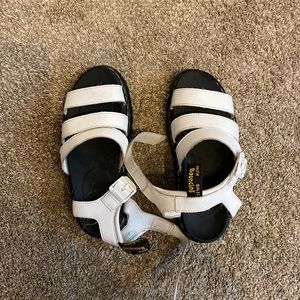 White Dr. Martens Leather Blaire Platform Sandal Womens 8 EU 39